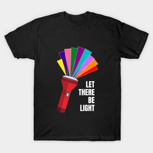 flashlight with rays in Pride colors, for dark background T-Shirt